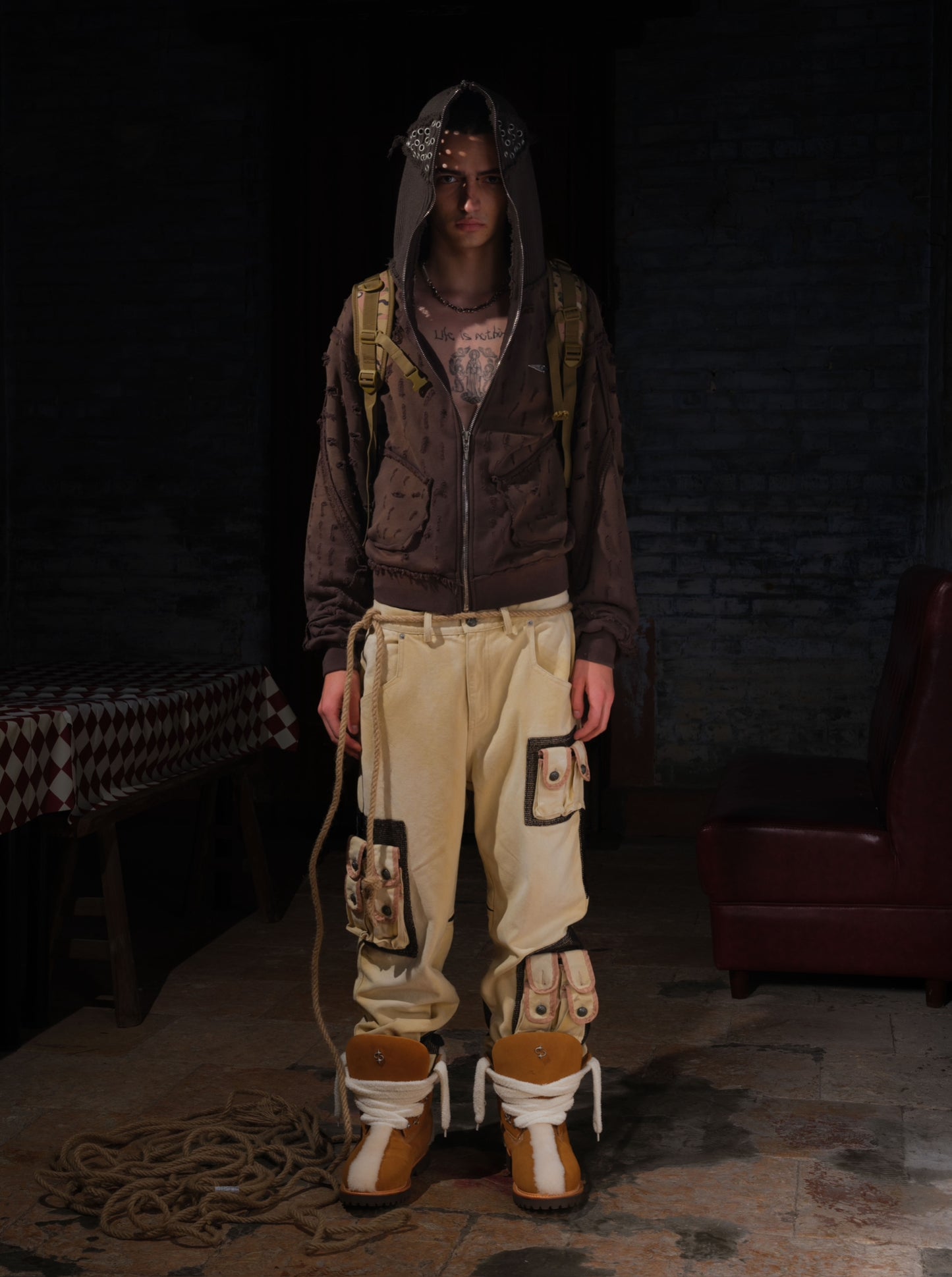 LE LOSANGE MESH CANVAS PANTS