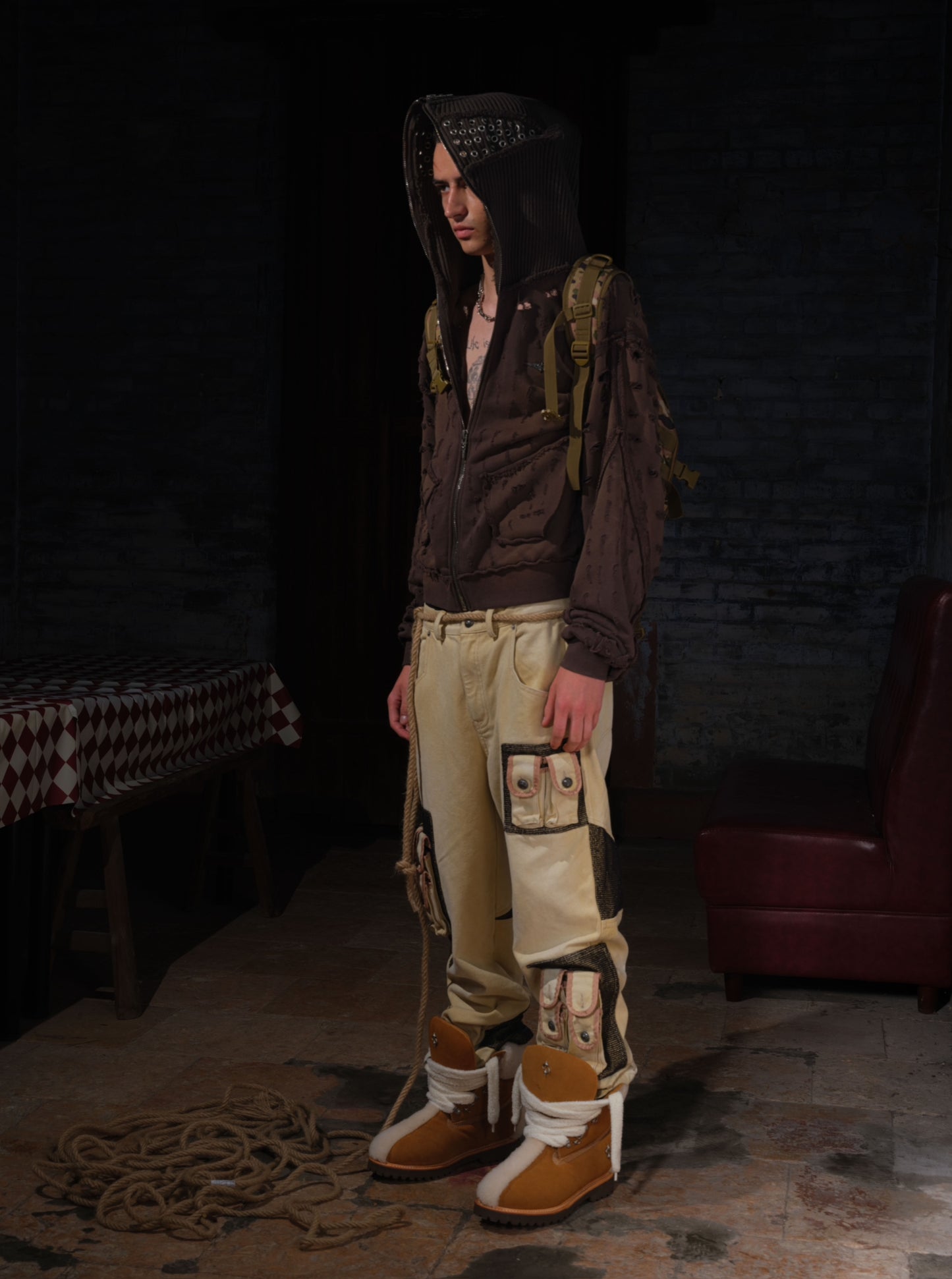 LE LOSANGE MESH CANVAS PANTS
