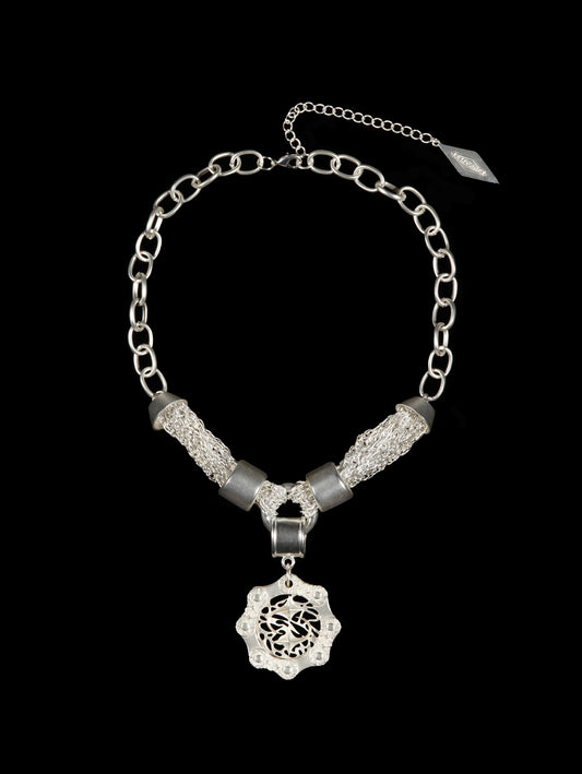 MATTE SILVER SPARKLE BICYCLE NECKLACE