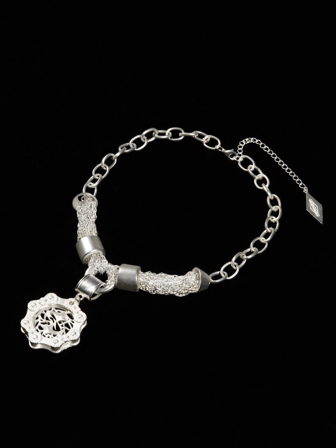 MATTE SILVER SPARKLE BICYCLE NECKLACE
