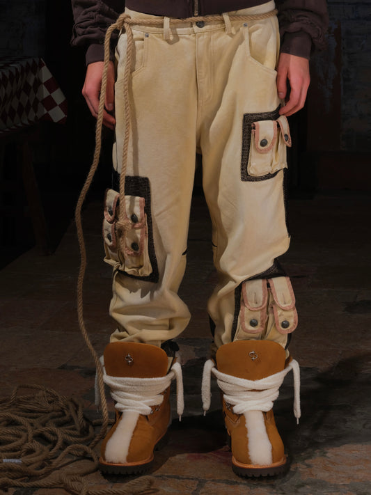 LE LOSANGE MESH CANVAS PANTS